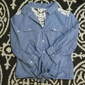 Tie front button down